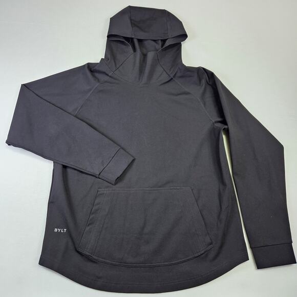BYLT Mens Premium Elite+ Drop Cut Pullover Hoodie Black Athleisure Stretch Gym M - Picture 1 of 14